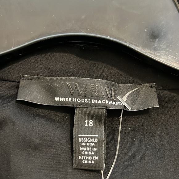 NEW WHBM $180 Elegant Black Midi Dress cap sleeves belted poplin dress size 18 - Picture 8 of 12